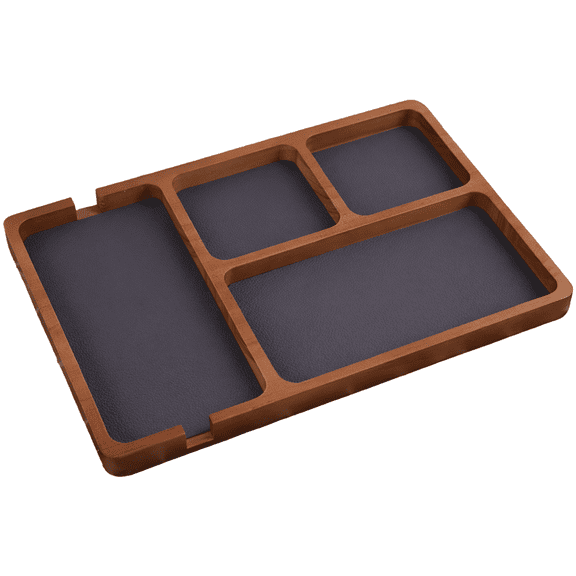 Wooden Catchall Tray Desk Organizer, 4-Compartment Wooden Valet Tray for Phone Glasses Earbuds, Nightstand Organizer for Entryway Living Room, 12.2 x 8.3 x 1.6 in / 31 x 21 x 4 cm