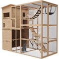 View of Wooden Catio Outdoor Cat House, Large Cat Enclosure Indoor Playpen for ...