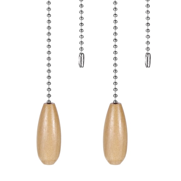 Wooden Ceiling Fan Pull Chain, 2Pcs 12" Decorative Pendant Extension Chains, Wood