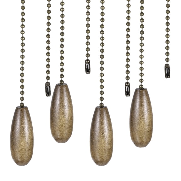 Wooden Ceiling Fan Pull Chain, 4Pcs 12" Decorative Pendant Extension Chains, Walnut Color