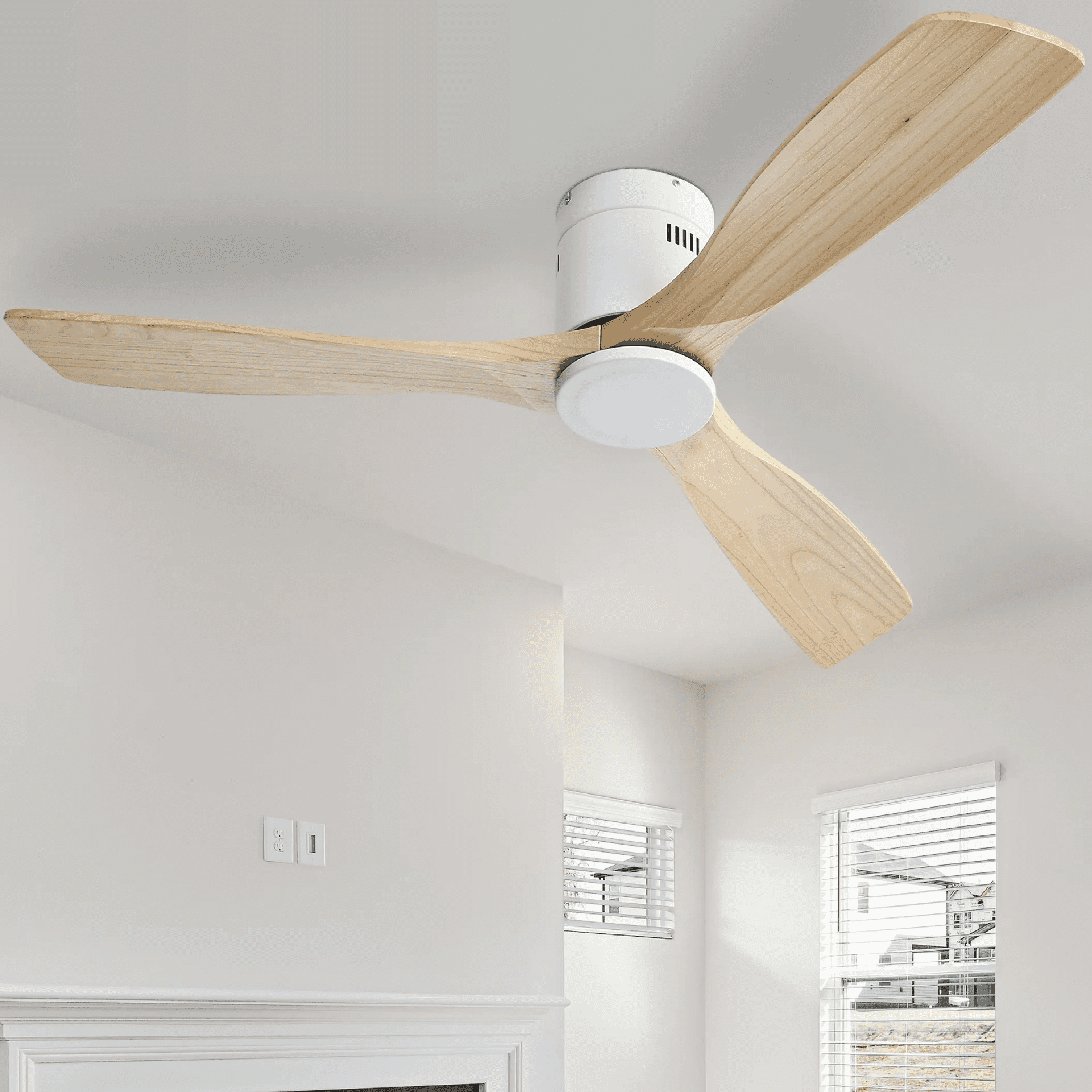 Wooden Ceiling Fan Without Light, 52 Inch Wood Ceiling Fans With 3 Wood ...