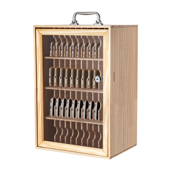 Wooden Cell Phone Locker Box, Phone Storage Cabinet Desktop School Storage with Door Locks and Keys Table Box for Office School Classroom (48 Slot)