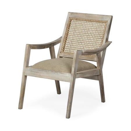 Wooden Chair with Cane Mesh Backrest, Brown