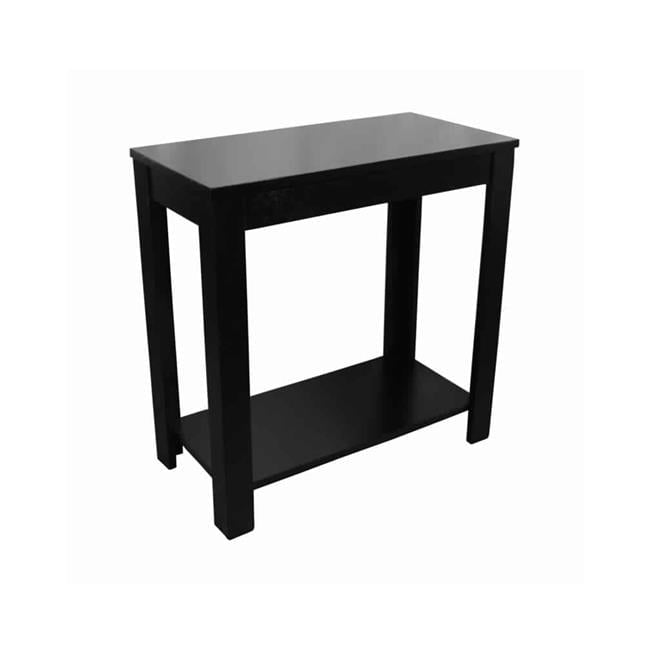 Black Wooden Chairside Table with Bottom Shelf