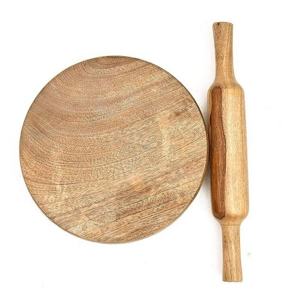 Wooden Chakla Belan Set (Chakla -10inch Diameter & Belan-12 inch) Roti Maker for Home & Kitchen (Brown)