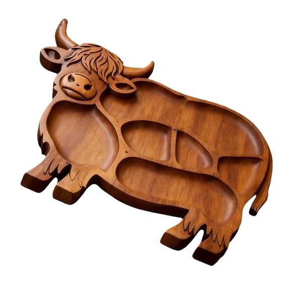 Wooden Charcuterie Board High Cow Carving Platter Appetizer Serving Tray for Cheese, Fruit & Snacks