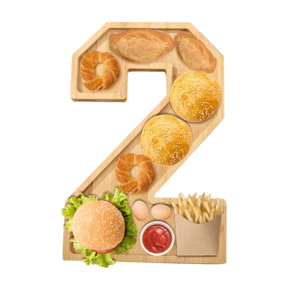 Wooden Charcuterie Number Fillable Board Box, Fruit Cheese Platter Vegetable Food Dish, Reuseable Serving Tray for Home Decor, Birthday Party Decorations (2)