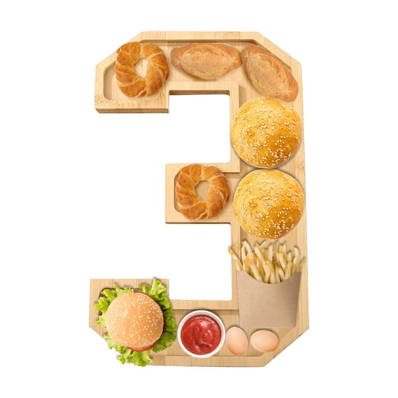 Wooden Charcuterie Number Fillable Board Box, Fruit Cheese Platter Vegetable Food Dish, Reuseable Serving Tray for Home Decor, Birthday Party Decorations (3)