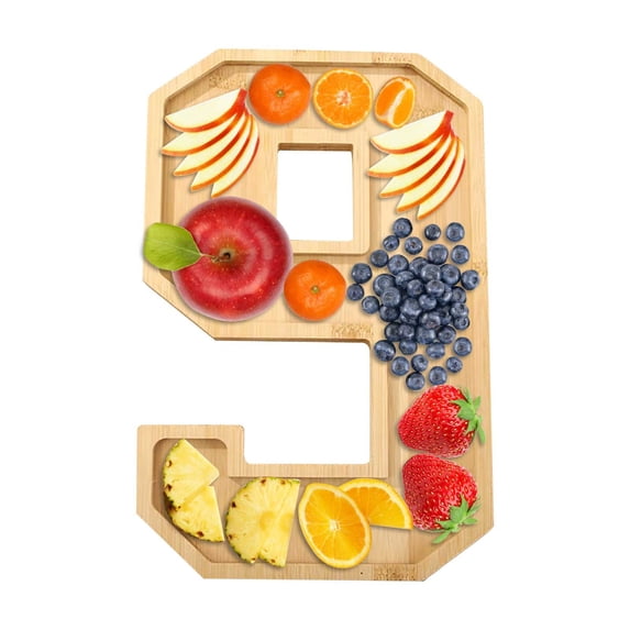Wooden Charcuterie Number Fillable Board Box, Fruit Cheese Platter Vegetable Food Dish, Reuseable Serving Tray for Home Decor, Birthday Party Decorations (9)