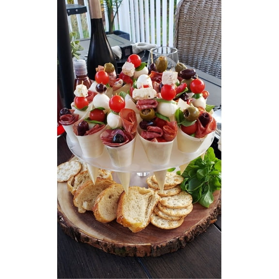 Wooden Charcuterie Stand Holder w/Cones & Toothpicks