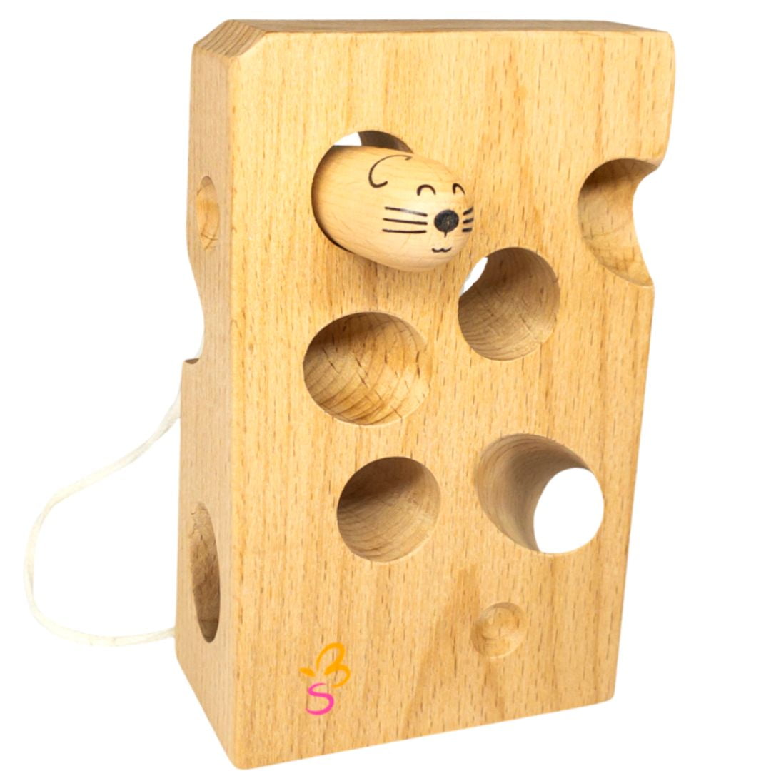 Wooden Cheese Lacing and Threading Activity Toy _ Montessori Motor