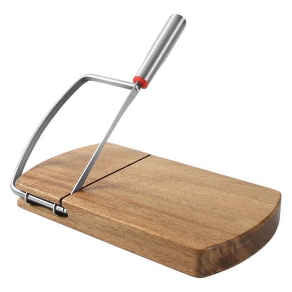 Wooden Cheese Slicer, Cheese Cutter Board with Stainless Steel Blade for Block Cheese, Vegetables, Butter, Sausages, Bread