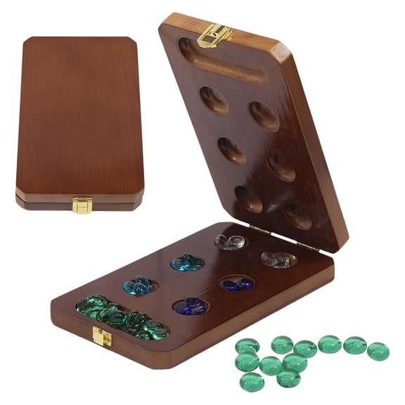 Wooden Chess Board Game Box with Glass Chess Piece Beads Mixed Color 14~14.5x8mm DIY