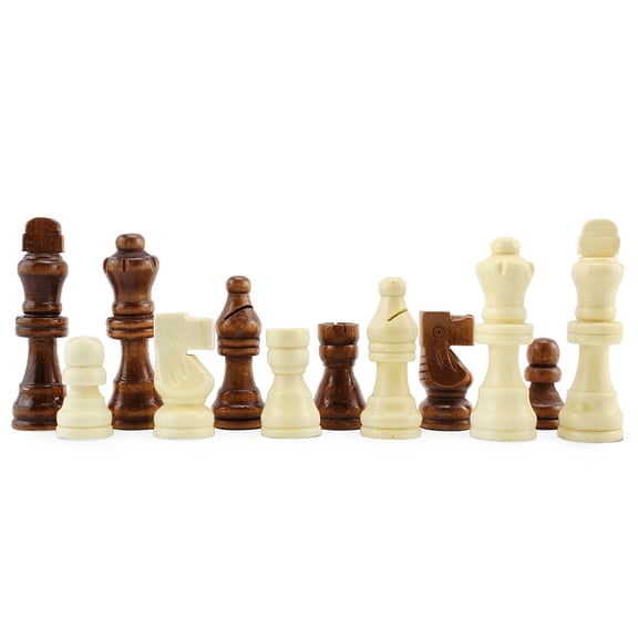 Wooden Chess Pieces (32 Pieces), Kings, Queens, Castles, Knights & Pawns