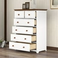 thumbnail image 1 of Wooden Chest with 6 Drawers,Storage Cabinet Dresser Chest of Drawers,Clothes Storage Cabinet Chest of Drawers for Bedroom Living Room,Drawer Dresser Organizers,White+Walnut, 1 of 7