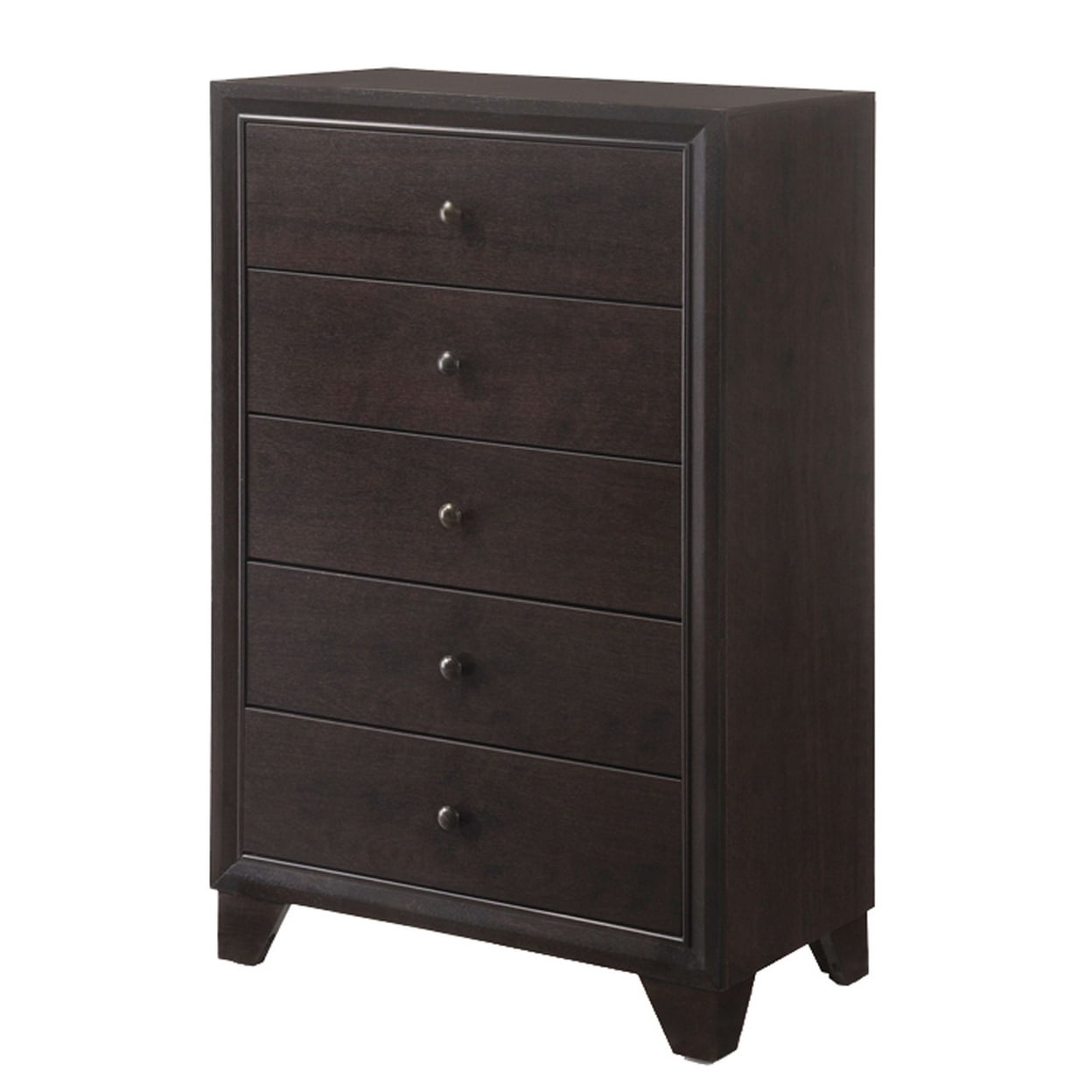 Wooden Chest with 5 Spacious Drawers  Espresso Brown - Saltoro Sherpi