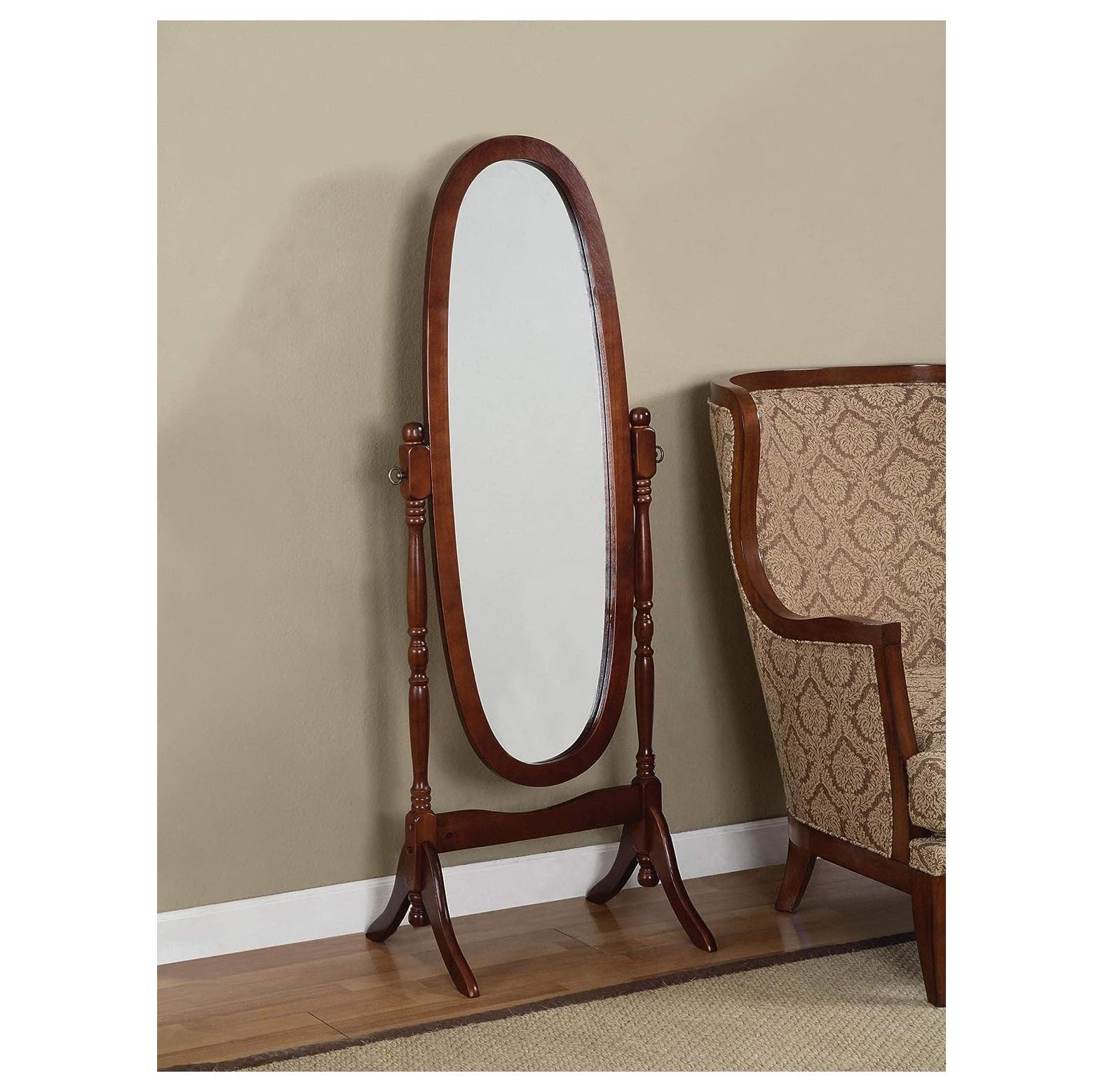 Wooden Cheval Floor Mirror, Cherry Finish by CintBllTer - Walmart.com