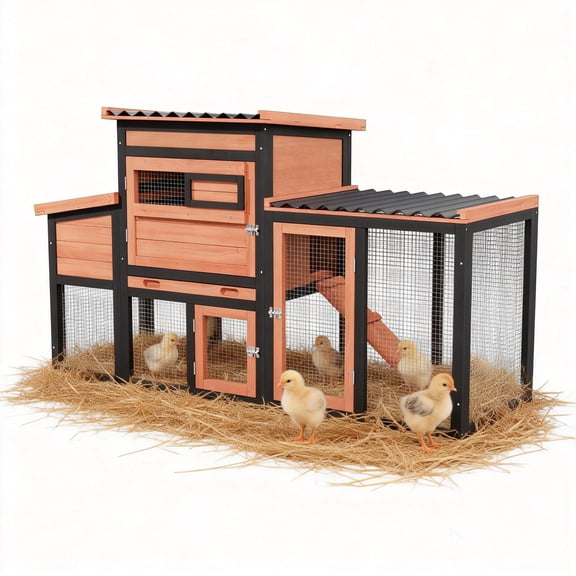 Wooden Chicken Coop Hen House Rabbit Hutch- Outdoor Poultry Hutch & Roosting Pen