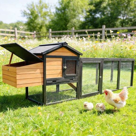 Wooden Chicken Coop, Large Outdoor Hen House with Nesting Box Poultry Cage, Rabbit Hutch Bunny Cage , Waterproof for Outdoor Backyard