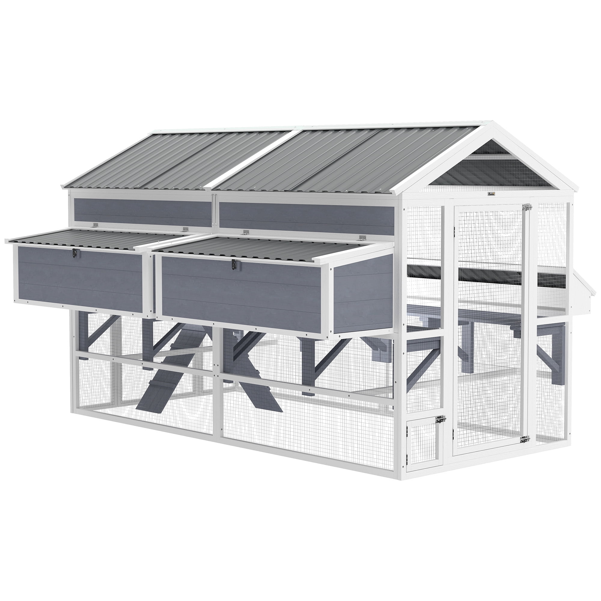 Wooden Chicken Coop, Outdoor Hen House with 2 Feeders, 2 Nesting Boxes ...