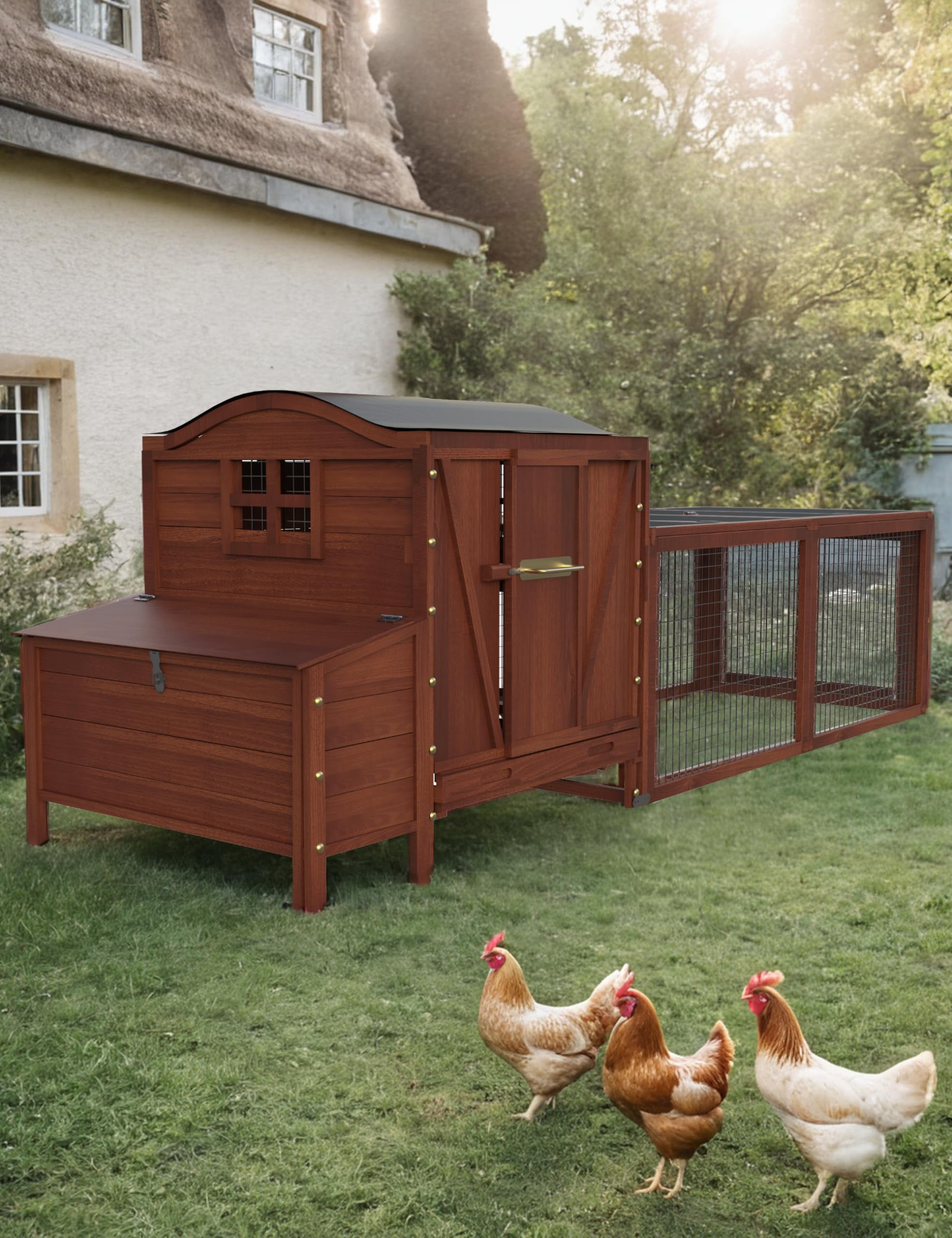 Wooden Chicken Coop for 35 Chickens 106Inch Outdoor Coop with Run