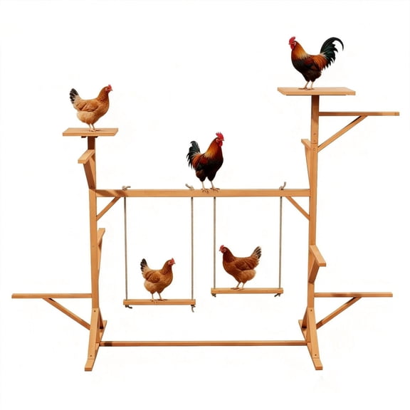 Wooden Chicken Roosting Bars with Swing for Coop Accessories ,Natural