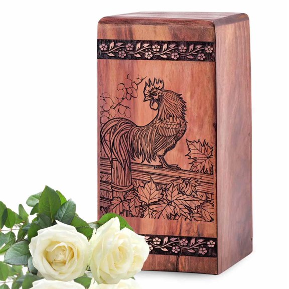 Wooden Chicken Urns for Human Ashes - Chicken Theme Wood Urn for Ashes for Male - Cremation Urn - Decorative Urns - Burial & Funeral Keepsake Home Decor - 11.25inch, Large Size - 1Pcs Pack