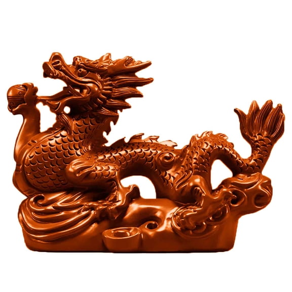 Wooden Chinese Feng Shui Dragon Statue for Office Home Tabletop Decor Fortune Decoration Ornaments,Chinese Feng Shui Dragon Red Color Figurine Statue for Luck & Success(Brown)