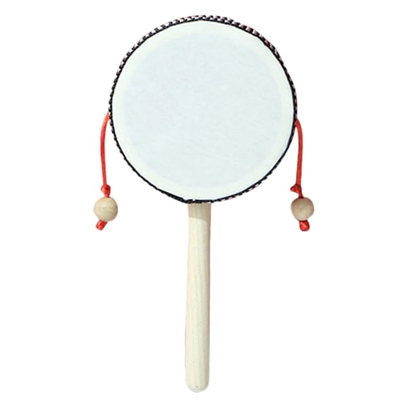 Wooden Chinese Traditional Monkey Rattle Drum Handheld Percussion Musical Instrument Kids Early Music Educational Sensory Toy(Beige-14x10x4cm)