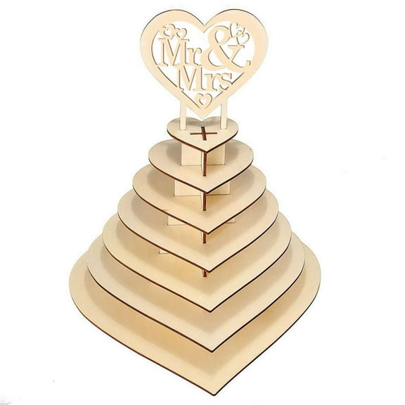 Wooden Chocolate Display Stand Holder, DIY Unfinished , Heart Shape Candy Cupcake Desserts Shelf for Party Wedding Birthday Decor