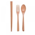 thumbnail image 1 of Wooden Chopsticks Spoon Fork Set Tableware Travel Utensils For Camping, Picnic, Office Or Home, 1 of 6