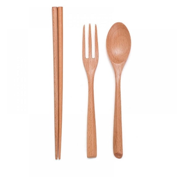 Wooden Chopsticks Spoon Fork Set Tableware Travel Utensils For Camping, Picnic, Office Or Home