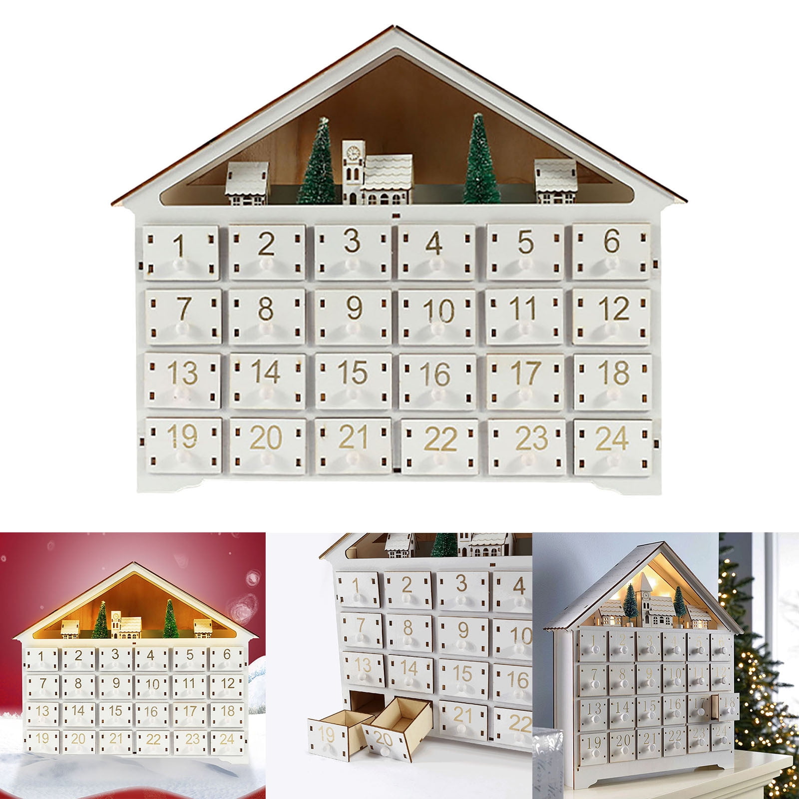 Wooden Christmas Advent Calendar 2024 With Countdown to Christmas