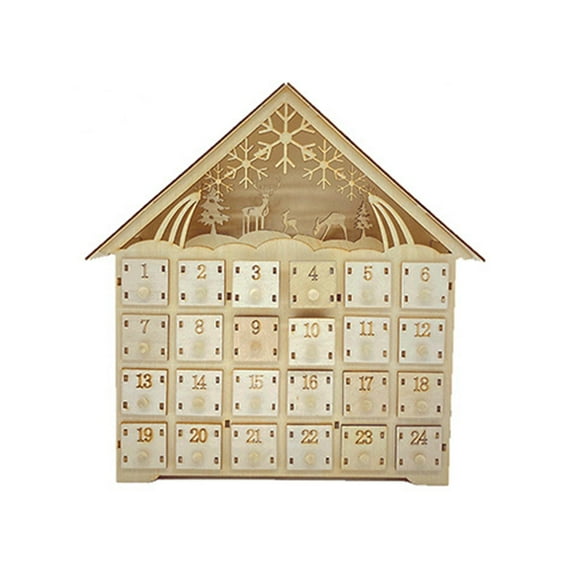 Wooden Christmas Advent Calendar, 24 Day Countdown Tabletop Calendar, Reusable Holiday Decor Gift Box for Home Mantel