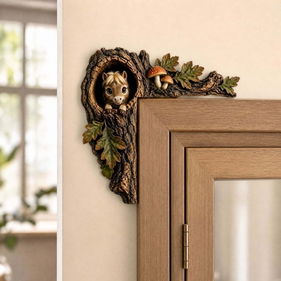 Wooden Christmas Animal Door Corner Decor, Forest Theme Door Frame ...
