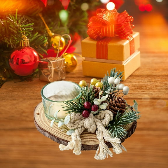 Wooden Christmas Candle Holder - Festive Holiday Decor for Tabletop, Wedding, Party, Home Decoration - Durable Movable Cup Candlestick Centerpiece for Living Room, Bedroom, Dining Room