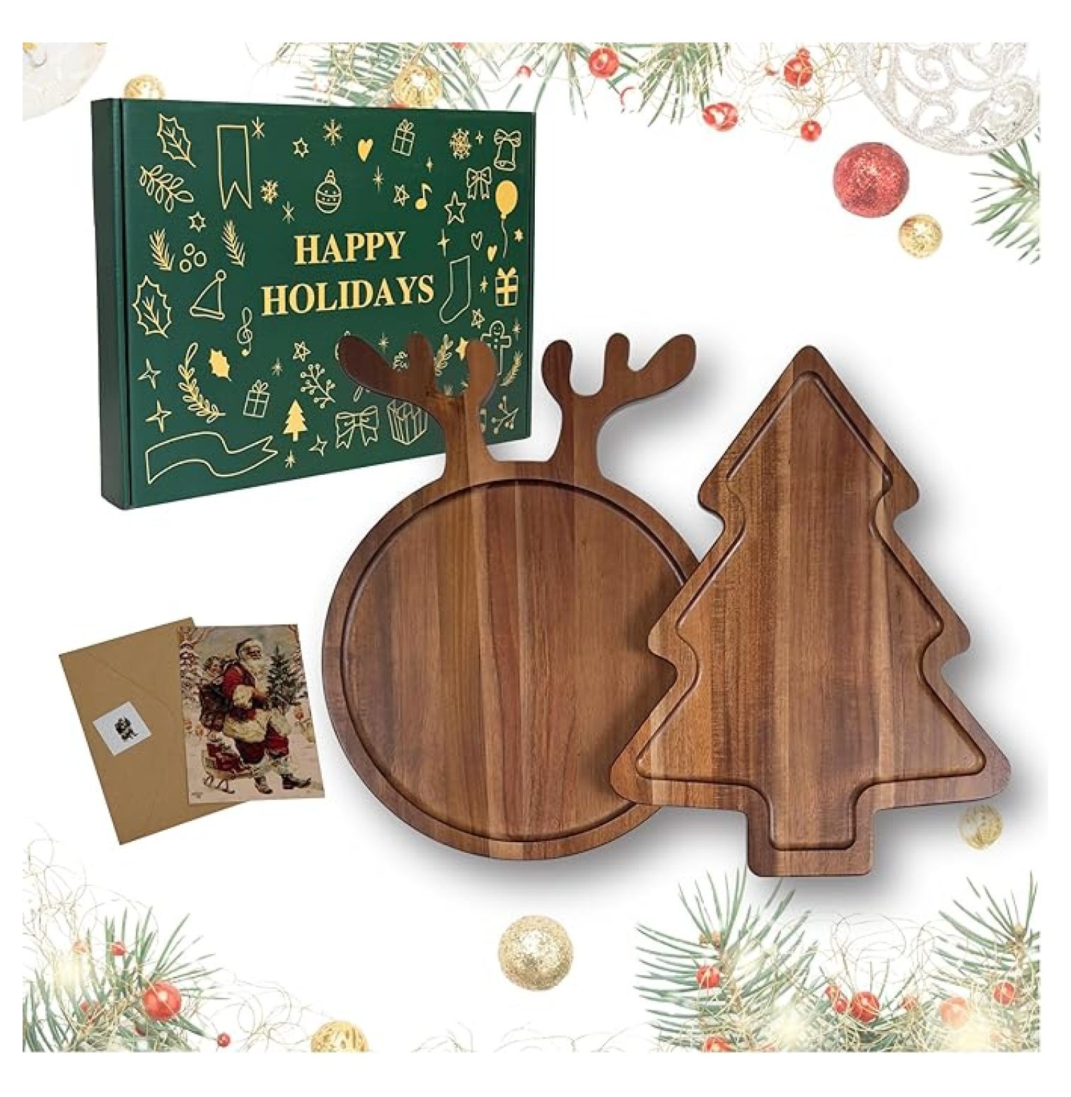 Wooden Christmas Charcuterie Board Set, 2 pcs 12x15,6 inches Large ...