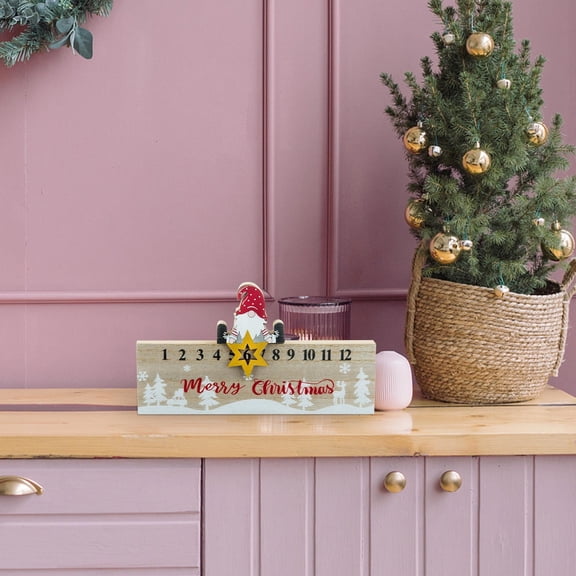 Wooden Christmas Countdown Calendar, 24-Day Moveable Holiday Tabletop Dcor for Advent Tradition, 1PC