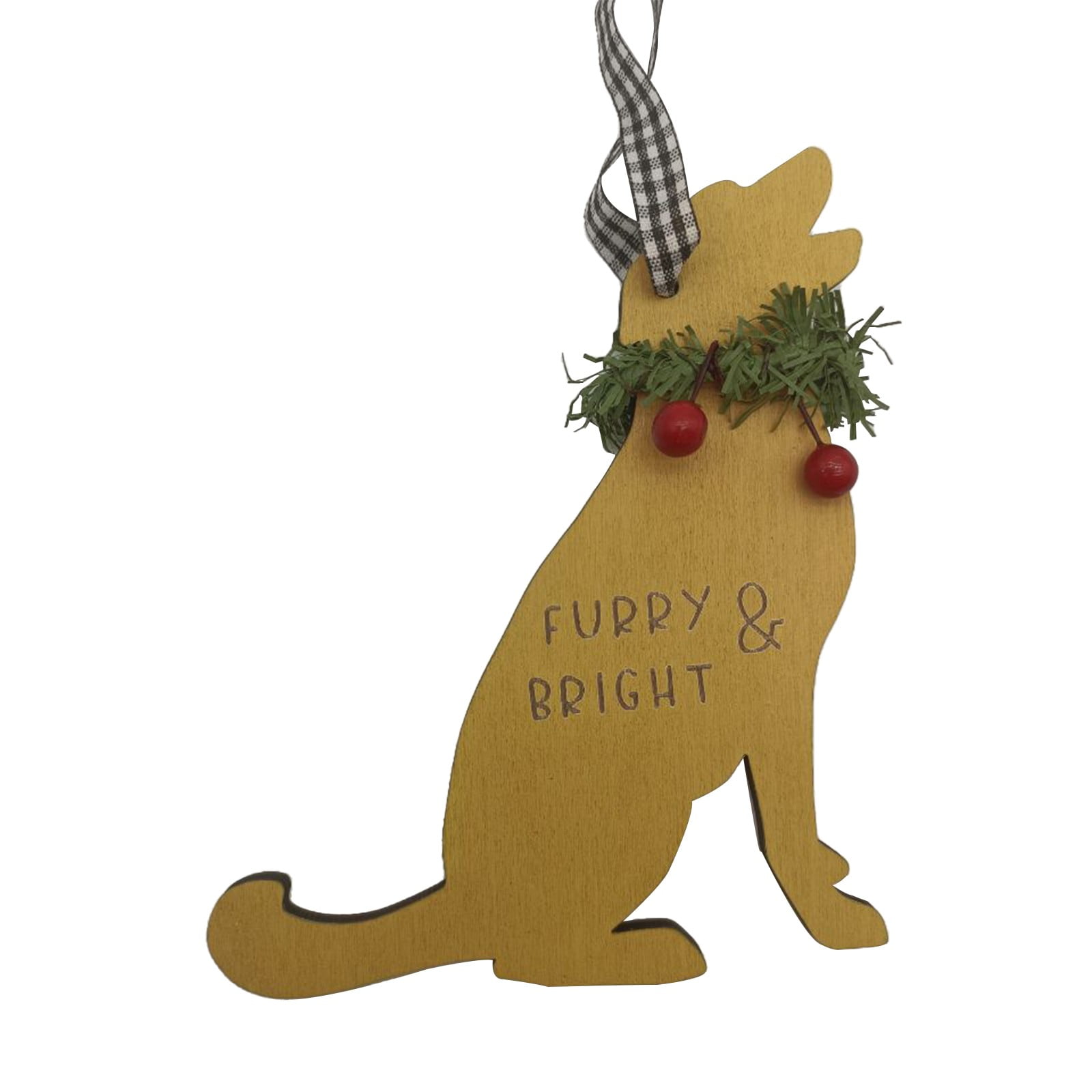 THENEWS Wooden Christmas Dog With Garland Red Fruit Christmas Tree