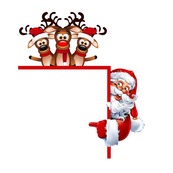 Wooden Christmas Door Corner Decoration DIY Stitching Santa Ornament for Home Door Wall Cabinet Window Holiday Decor Prop