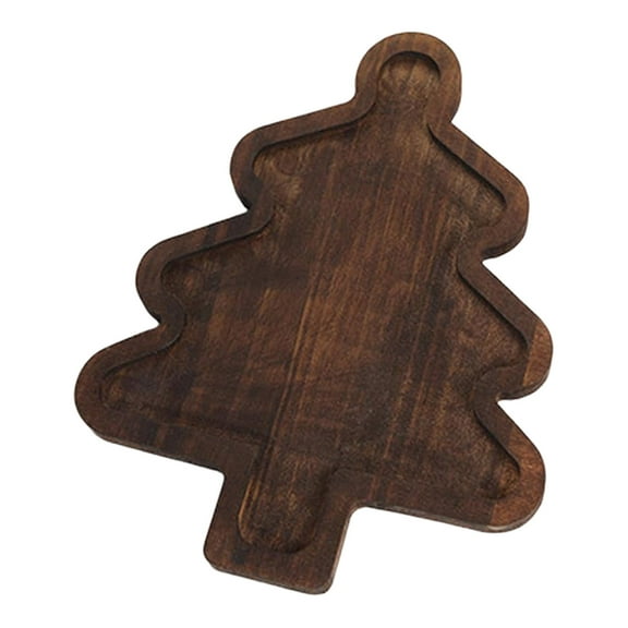 Wooden Christmas Fruit Dinner Plate - Cute Home Made Serving Tray for Holiday Gatherings Divided Design for Cakes and Desserts Unique Christmas Tree Shaped Fruit Plate