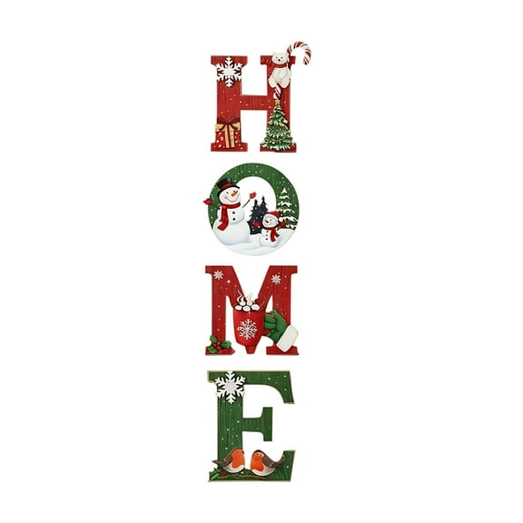 Wooden Christmas Letters Wall Decor Indoor Outdoor Home Decoration 1Pc Festive Sign Hanging Set Holiday Wall Art 0.43 Pounds