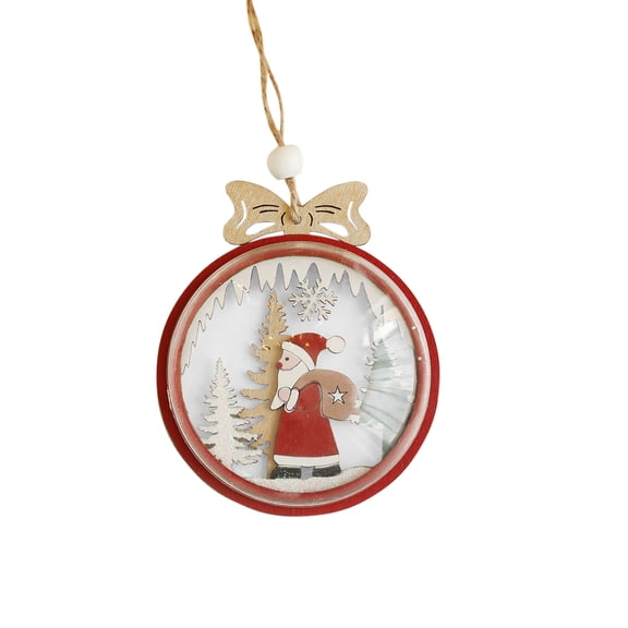 Wooden Christmas Ornament, Colorful Half Sphere Hanging Decoration for Tree, Hand-Painted Wood Holiday Decor(A)