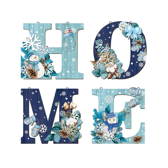 Wooden Christmas Ornaments Wall Decoration, Home Letter Pendant, Vintage Holiday Decor, Festive Christmas Gift for Porch Living Room Fireplace