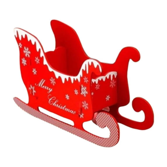 Wooden Christmas Sleigh Tabletop Decoration – Miniature Santa Sleigh Scene for Holiday Centerpiece, Window Display, Party or Home Decor