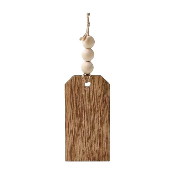 Wooden Christmas Stocking Tag, Blank Sign Board with Natural Wood Beads & Jute Rope, Unfinished Farmhouse Wooden Hanging Tag for Christmas Stocking DIY Gift Label Xmas Tree Decor