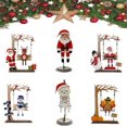 thumbnail image 1 of Wooden Christmas Swinger Decor - Festive Tabletop Santa Claus Ornament, Handcrafted Wooden Figurine for Mantel, Shelf, Ideal Gift Holiday Celebrations, 1 of 9
