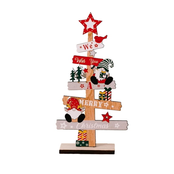 Wooden Christmas Table Centerpiece – Festive Tabletop Decoration with Snowman, Santa & Tree – Merry Christmas Sign for Holiday Party, Dining Table, Shelf, Home Interior Decor