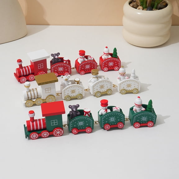 Wooden Christmas Train under $5! Cagogo Wooden Christmas Train Set, Colorful Assemble Style Train Decor, Tabletop Holiday Decoration for Home, Office, Festive Winter Village Scene, Gift Idea