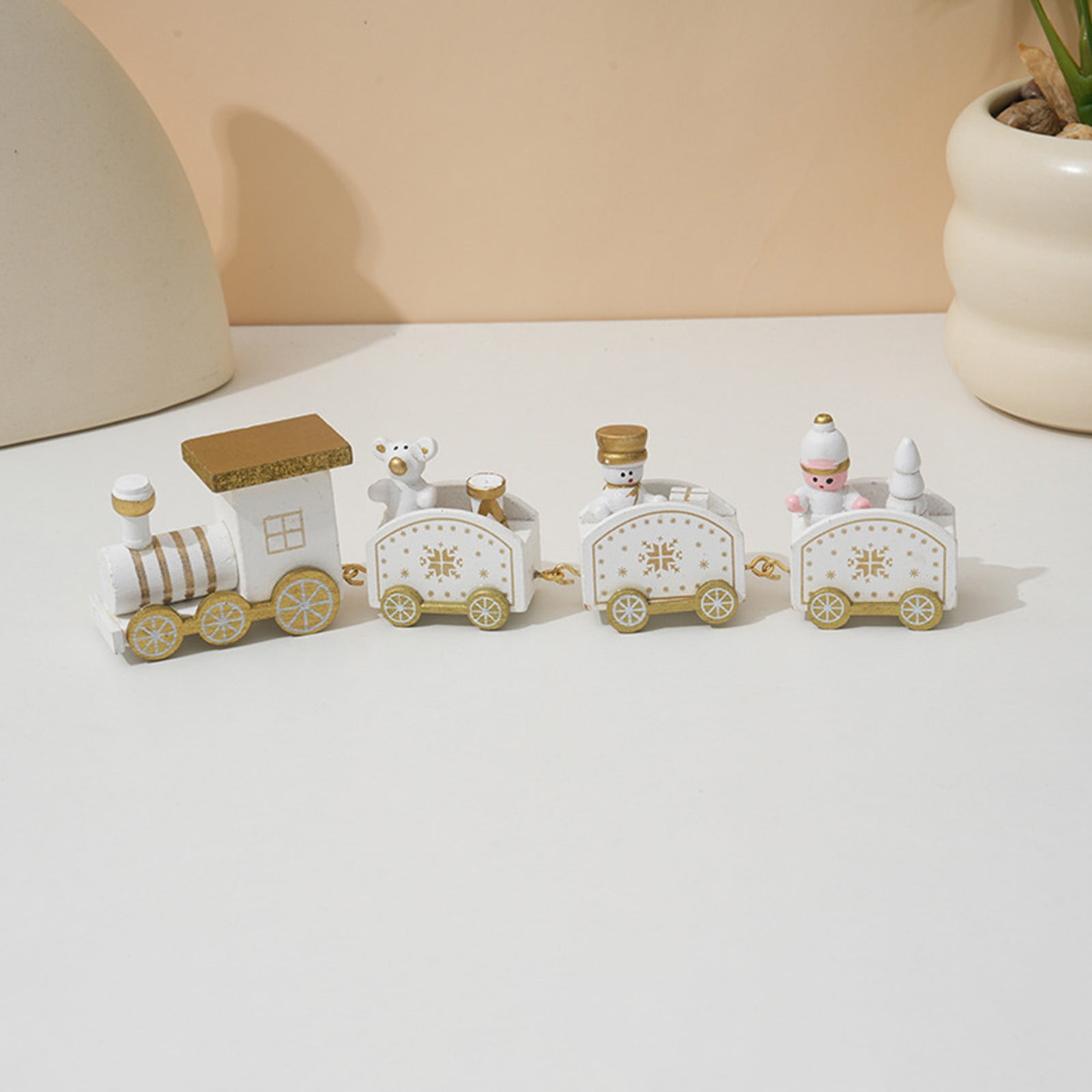 Wooden Christmas Train Decorative Ornament, Holiday Tabletop Display ...